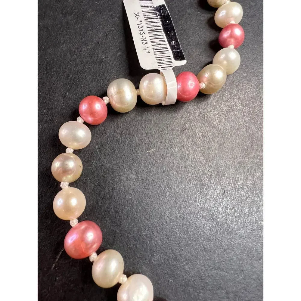 NEW multi colored freshwater pearl necklace with sterling silver clasp